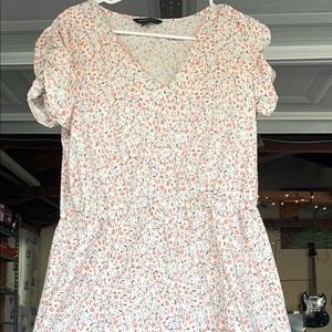 Flower Spring Dress w/ Ruched Sleeves